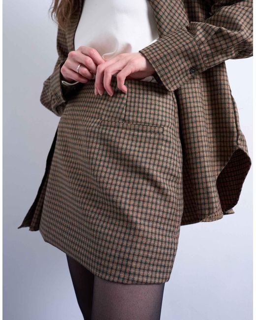 Mini-jupe évasée à carreaux vintage TOPSHOP en coloris White