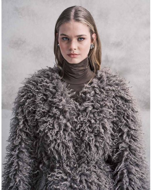 ONLY Gray Belt Detail shaggy Jacket