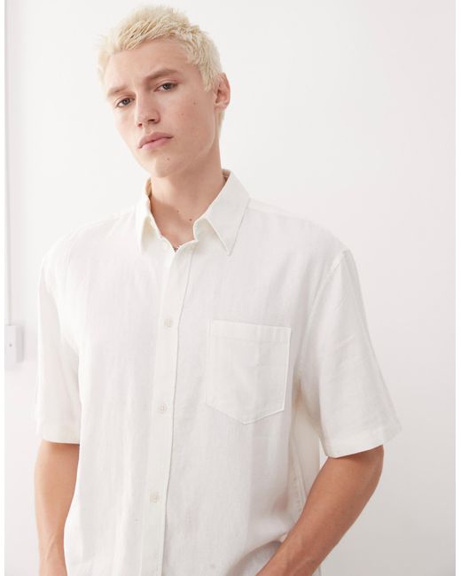 Weekday – kurzarmhemd aus leinen in White für Herren