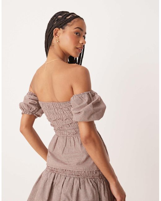 Glamorous Brown Shirred Tie Frot Top