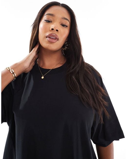 ASOS Black Asos design curve – ausgestelltes, kurzes t-shirt-kleid