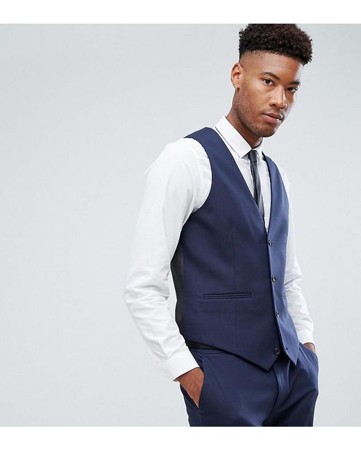 Mens Skinny Suits Navy Blue / ASOS Denim Tall Super Skinny Fit Suit Waistcoat in Navy Shop