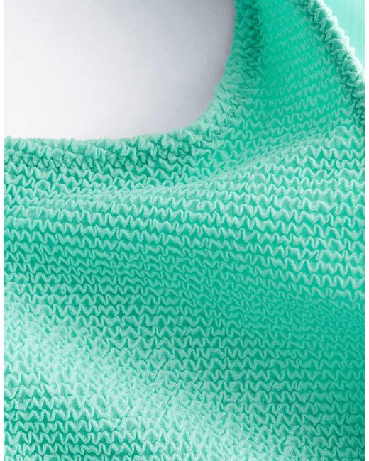 & Other Stories Green Mix And Match Crinkle Bikini Top With Knot Detail