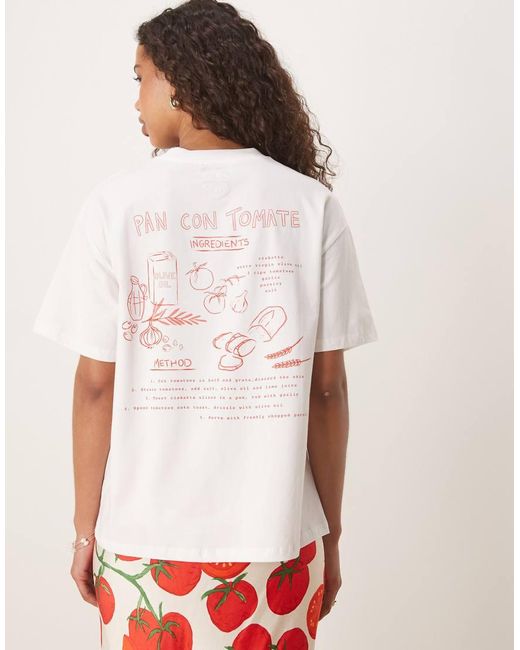 Camiseta Blanca Con Diseño Encogido Y Estampado De Tomates De (Parte De Un Conjunto) Never Fully Dressed de color White