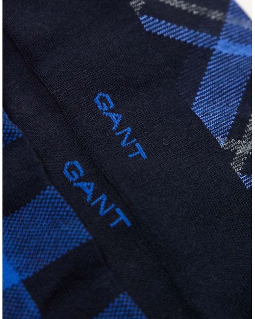 Gant Blue 4-pack Check And Stripe Socks for men