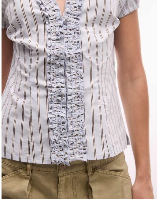 Collusion White Frill Detail Short Sleeve Blouse