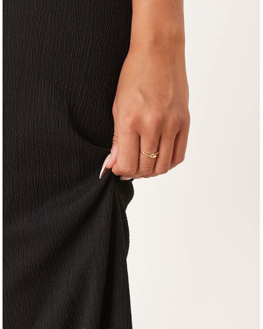 Pimkie Black High Waisted Pull On Textured Wide Leg Trousers