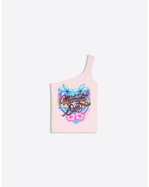 Bershka Blue Z. Larsson Asymmetric Print Top
