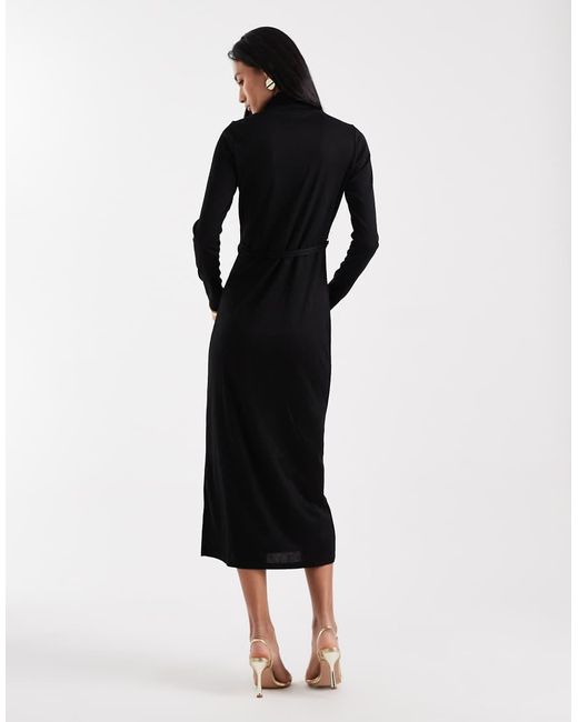 Vero Moda Black High Neck Long Sleeve Belted Maxi Dress