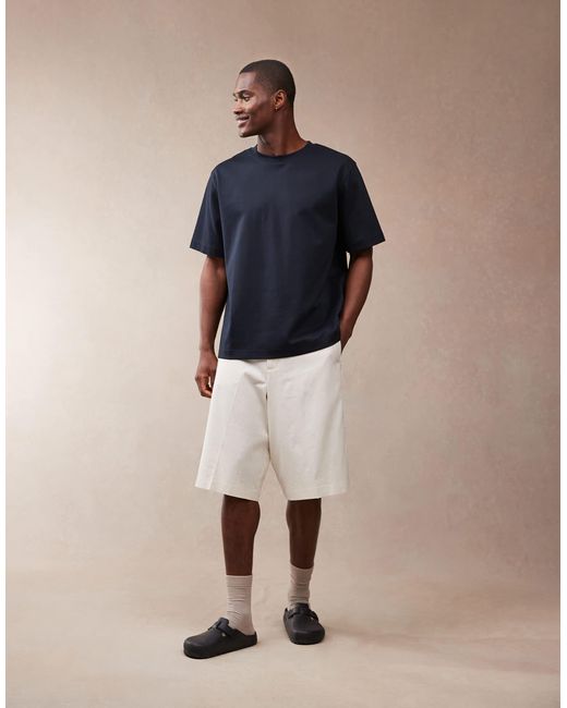 ASOS White Smart Oversized Bermuda Linen Blend Shorts for men