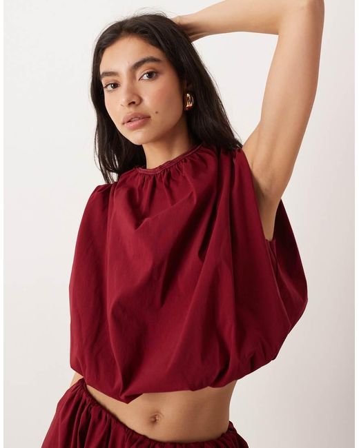 ASOS Red Co-ord Puffball High Neck Top