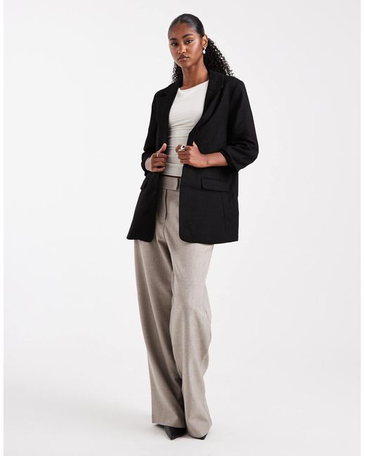 Vero Moda Black Ruched Sleeve Blazer