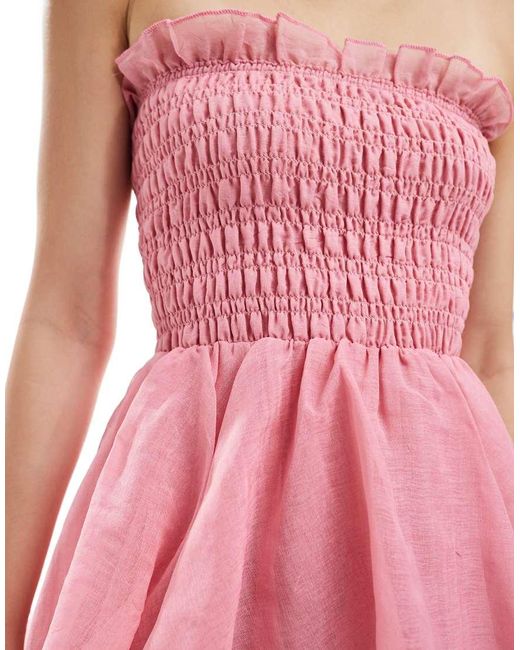 Vero Moda Pink Shirred Bodice Tiered Ruffle Hem Maxi Dress