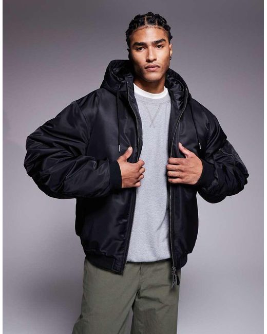 ASOS Oversized Bomberjack in het Black voor heren