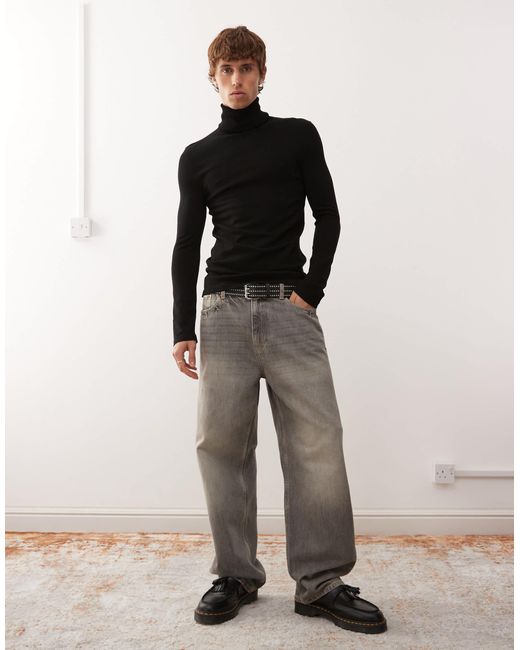 Collusion Black Soft Knitted Roll Neck for men
