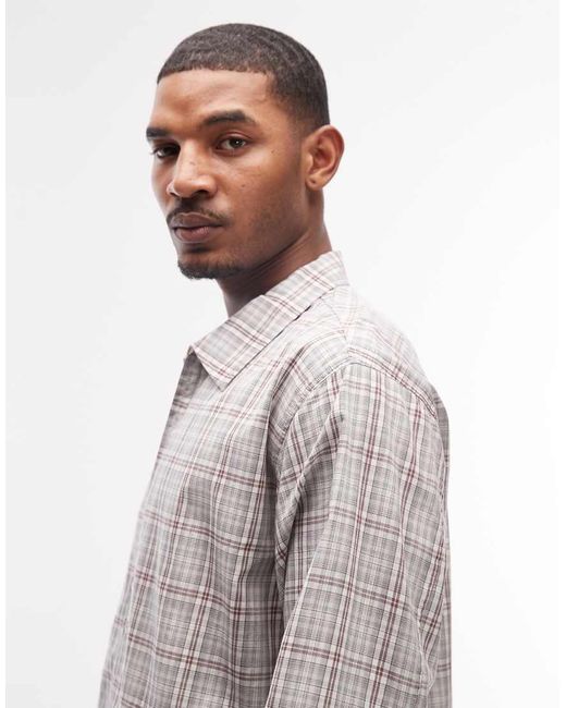 Gramicci Gray Zip Up Checkered Garage Jacket for men