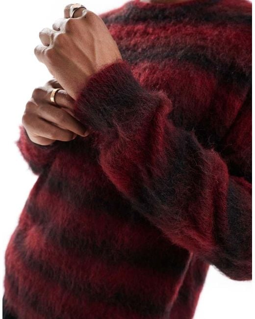 ASOS Red Oversized Knitted Fluffy Jumper for men