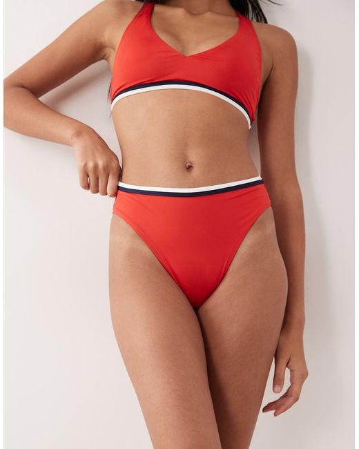 Speedo Red Jetstream Texture Scoop Bikini Bottom