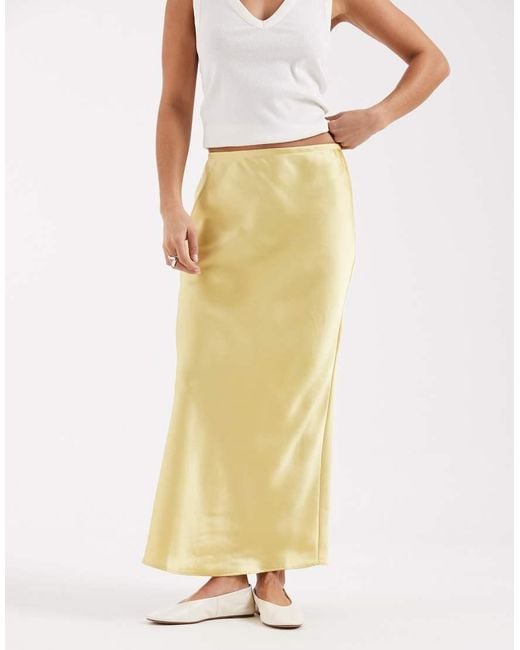 New Look Metallic Satin Bias Midi Skirt