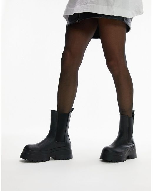 TOPSHOP Black Lake Chunky Chelsea Boot