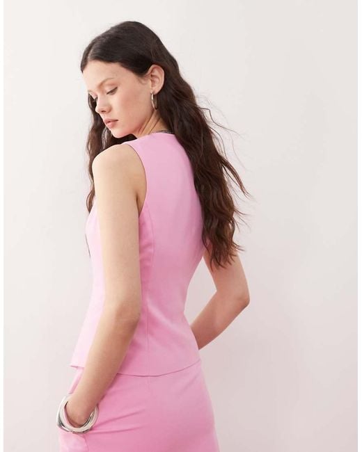 Miss Selfridge Pink Tailored Vest Set