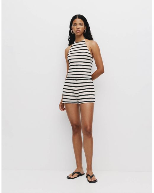 Pull&Bear Black – gestreifte strickshorts