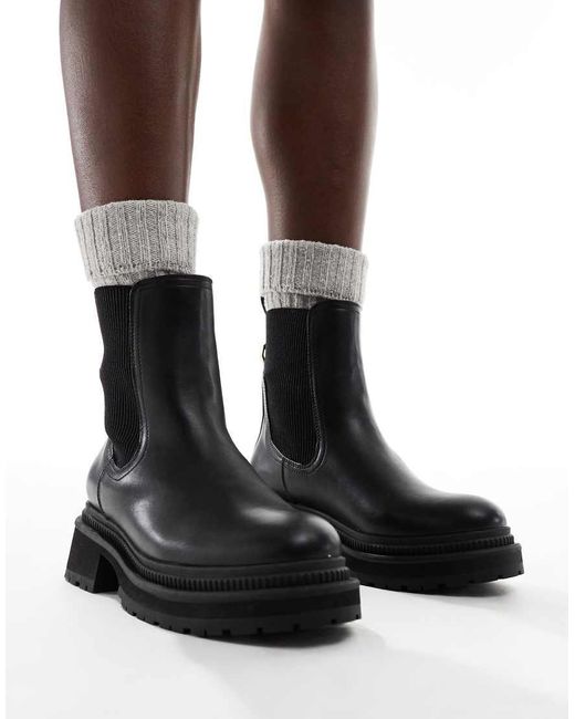 Botas Chelsea Negras De Media Caña Con Suela Gruesa Becky De -Negro London Rebel de color Black