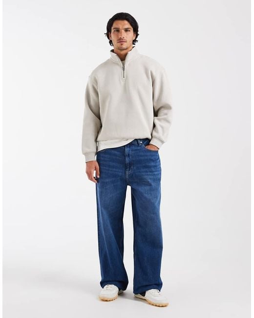 Cotton On Natural 1/4 Quarter Zip Fleece for men