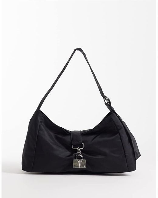 Weekday Black Small Shoulder Bag With Buckle Closure Detail