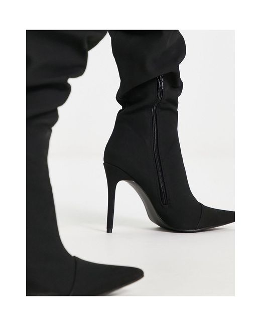 Public Desire Lariza - Over-de-knie-laarzen Met Stilettohak En Rimpeleffect in het Black