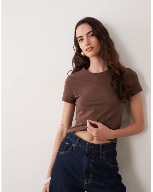 Abercrombie & Fitch Brown Seamless Short Sleeve Baby Tee