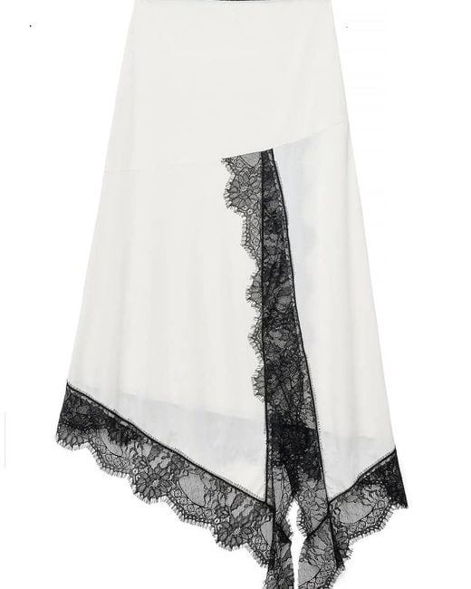 NA-KD White Asymmetric Lace Midi Skirt