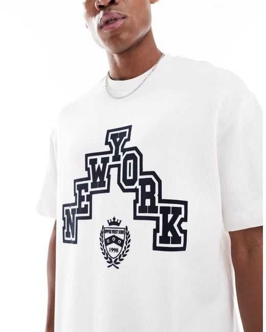 Bershka White Flock Printed T-shirt for men