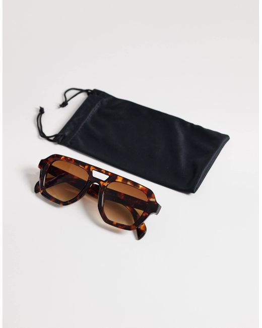 ASOS Natural – eckige pilotensonnenbrille