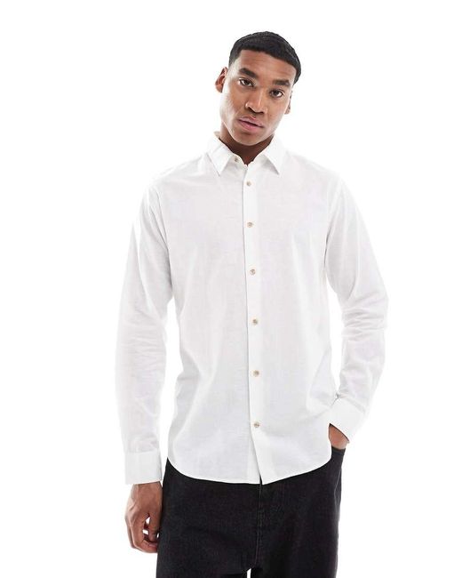Camicia A Maniche Lunghe Bianca di JJ Rebel in White da Uomo