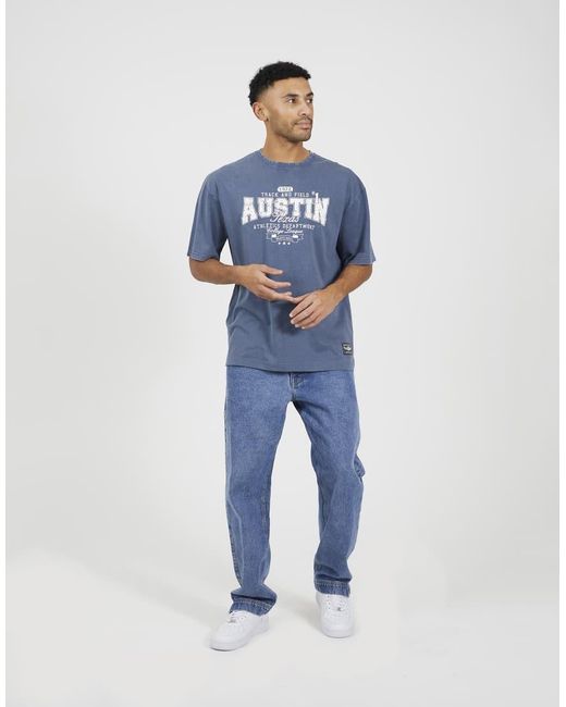 Brave Soul Blue Cotton Jersey Graphic T-Shirt for men