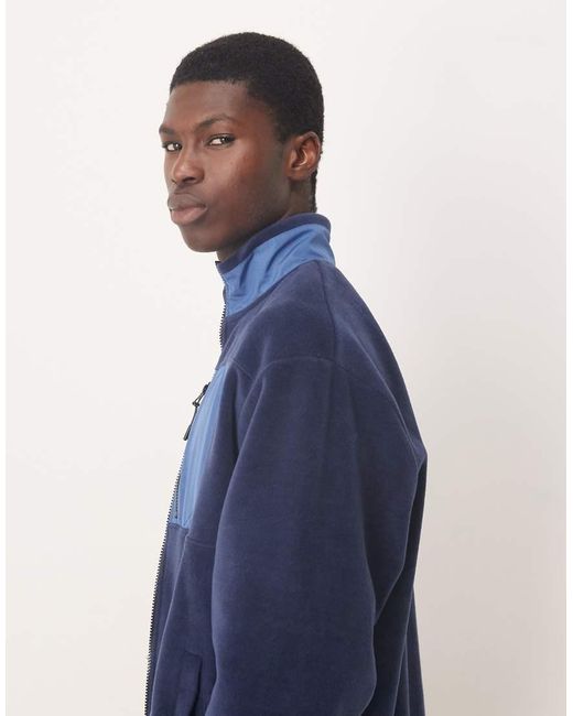 ASOS Oversized Fleece Met Ritssluiting En Zak in het Blue voor heren