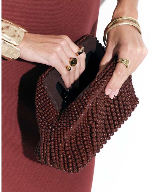 ASOS Red Beaded Frame Clutch