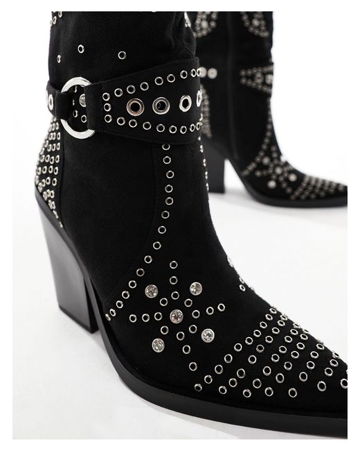 Botas negras estilo wéstern con diseño SIMMI de color Black