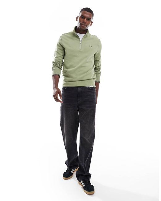 Sweat à col zippé Fred Perry pour homme en coloris Green