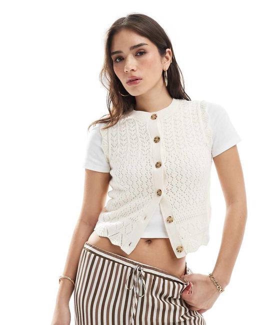 New Look White Stitch Detail Button Down Waistcoat