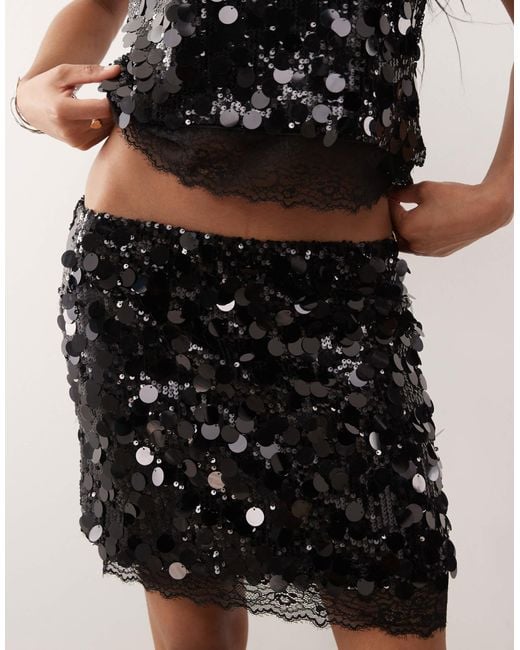 Noisy May White Disc Sequin Mini Skirt