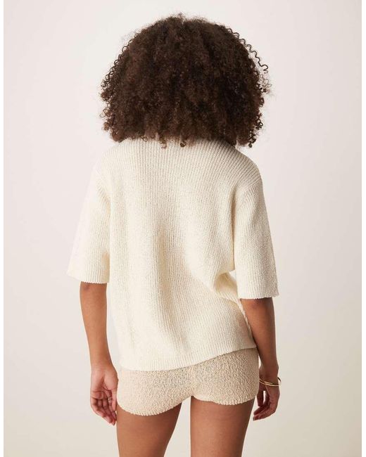 ASOS Natural Short Sleeve Boucle Cardigan