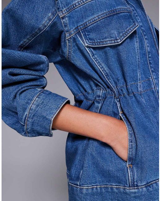 GOOD AMERICAN Blue Barrel Sleeve Denim Jacket