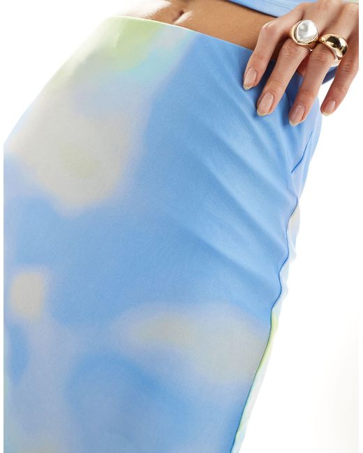 Vero Moda Blue Mesh Midi Skirt