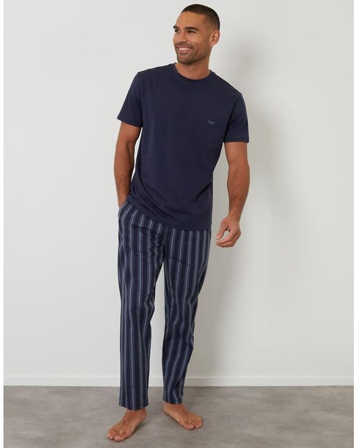 Threadbare Blue Stripe Pyjama Set for men
