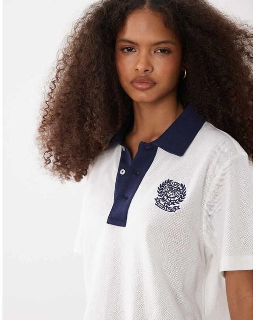 Polo Ralph Lauren White Wimbledon Capsule Cotton Linen Mix Contrast Collar Polo Shirt