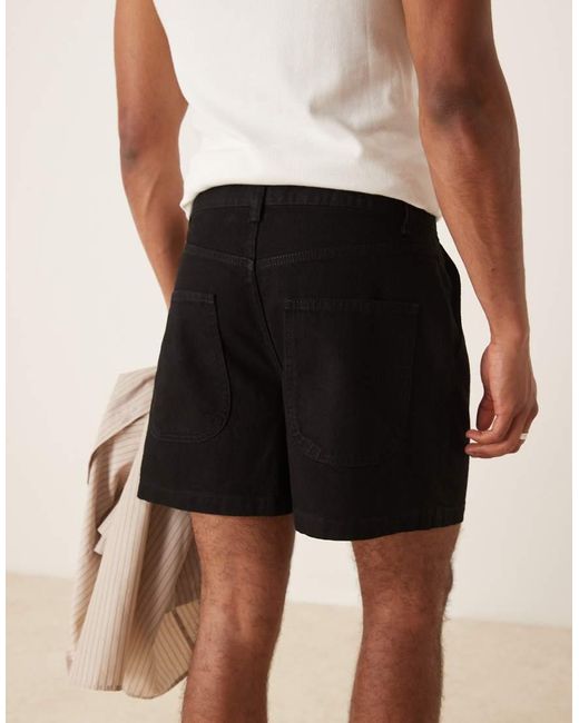 Pantaloncini Di Jeans Taglio Corto Neri Con Pieghe di ASOS in Natural da Uomo