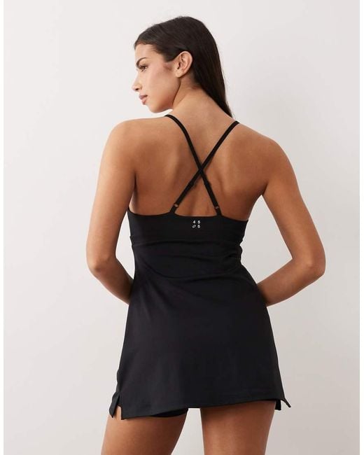 4505 Black Active Tennis Dress With Under Short And Adjustable Straps