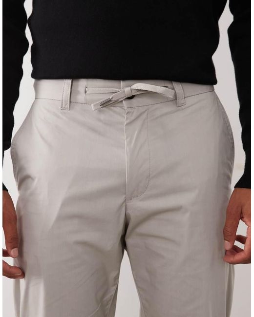 Boss Gray Hugo Boss Tapered Chino Trousers for men